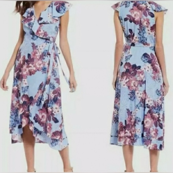 Alex Marie Dresses & Skirts - Alex Marie Asymmetrical Floral Dress in Blue and Purple